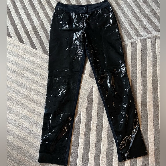 Chanel Patent and Suede Leather Pants size 38 0 2 25 - Picture 1 of 5